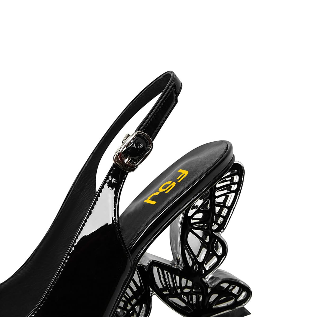 FSJ Women Chic Pointed Toe Butterfly High Heel Slingback Pumps Special Slip On Ankle Strap Ladies Party Wedding Dress Shoes Size 4-16 US - Image 3