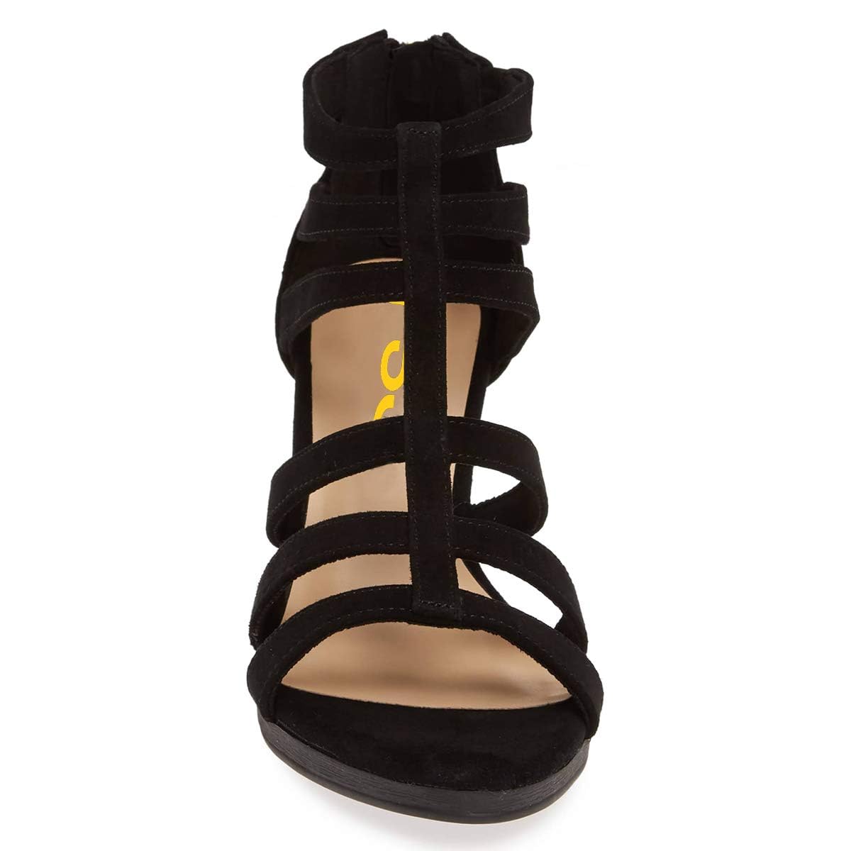 FSJ Women Chunky Mid High Heel Sandals Open Toe T-Strap Pumps Cutout Dress Party Prom Office Strappy Shoes Elastic Back Zipper Size 4-15 US - Image 4