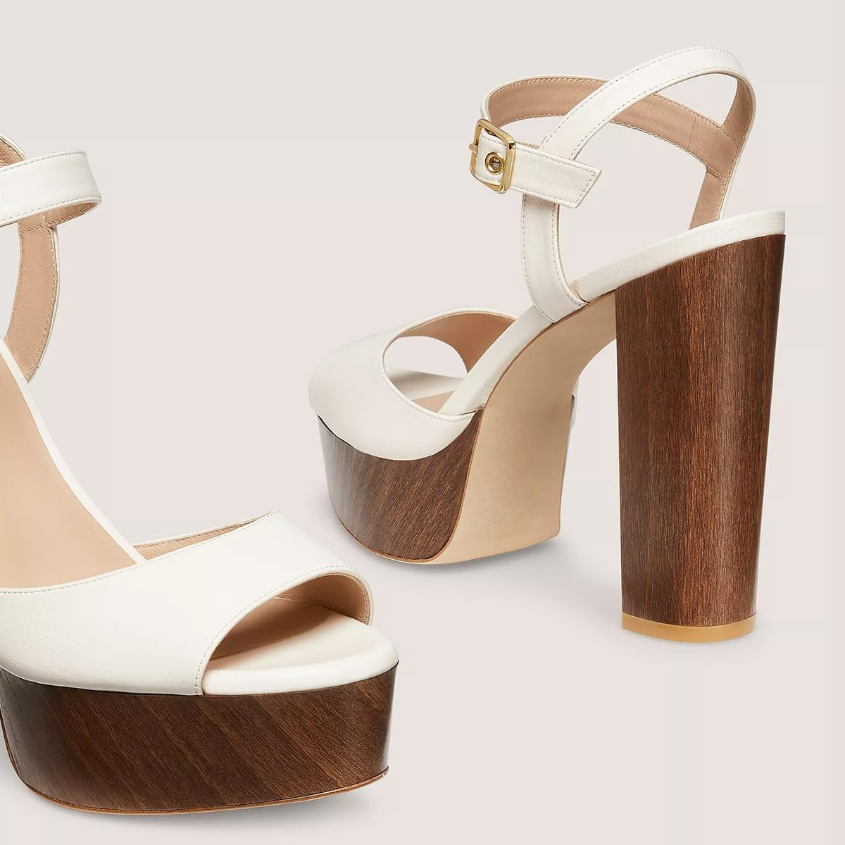 FSJ Women Classic Platform Chunky Block High Heel Sandals Ankle Strap Open Toe Comfortable Thick Heel Wedding Party Brunch Evening Dressy Shoes Size 4-16 US - Image 3