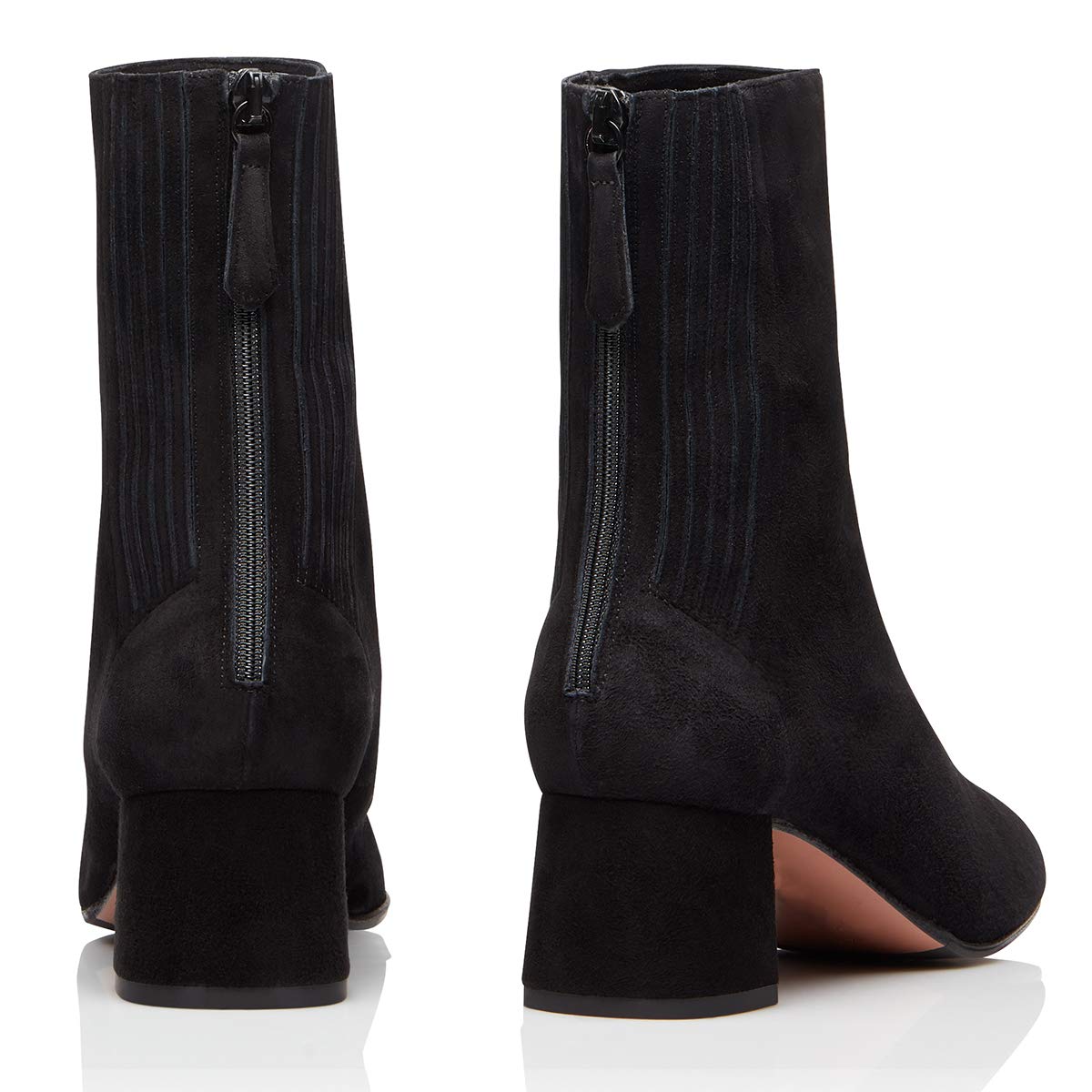 FSJ Women Classic Round Toe Low Chunky Block Heel Ankle Boots Trendy Back Zipper Winter Booties Suede Party Dress Shoes Size 4-15 US - Image 4