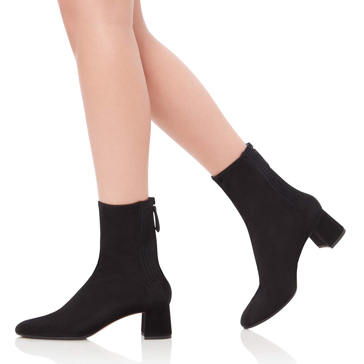 FSJ Women Classic Round Toe Low Chunky Block Heel Ankle Boots Trendy Back Zipper Winter Booties Suede Party Dress Shoes Size 4-15 US - Image 5