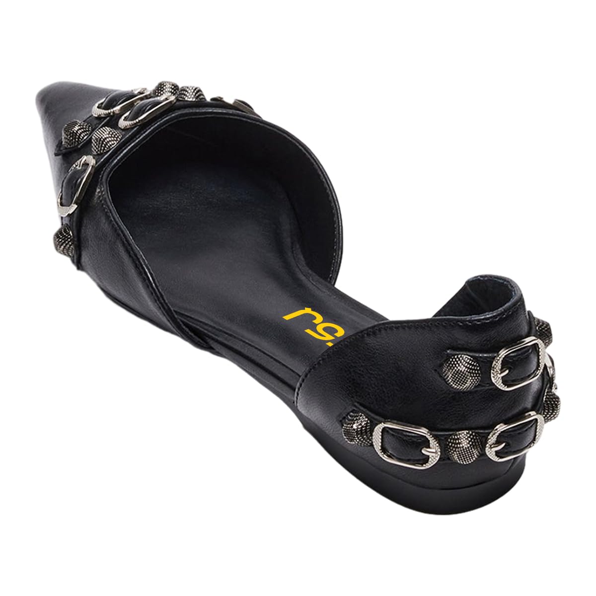 FSJ Women Closed Pointed Toe D'Orsay Rivet Slip On Dress Flats Shoes Comfortable Studded Faux Leather Solid Color Fashion Shoes Size 4-16 US - Image 5