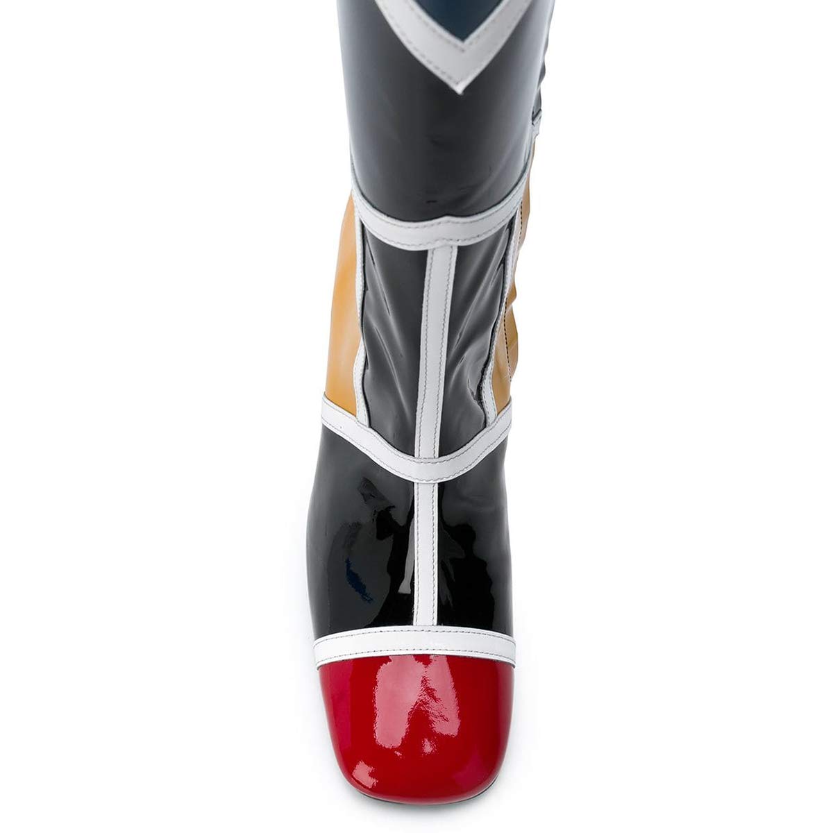 FSJ Women Colorful Square Toe Knee High Long Boots Stylish Multicolor Stiletto High Heels Side Zipper Patent Leather Shoes Size 4-15 US - Image 4