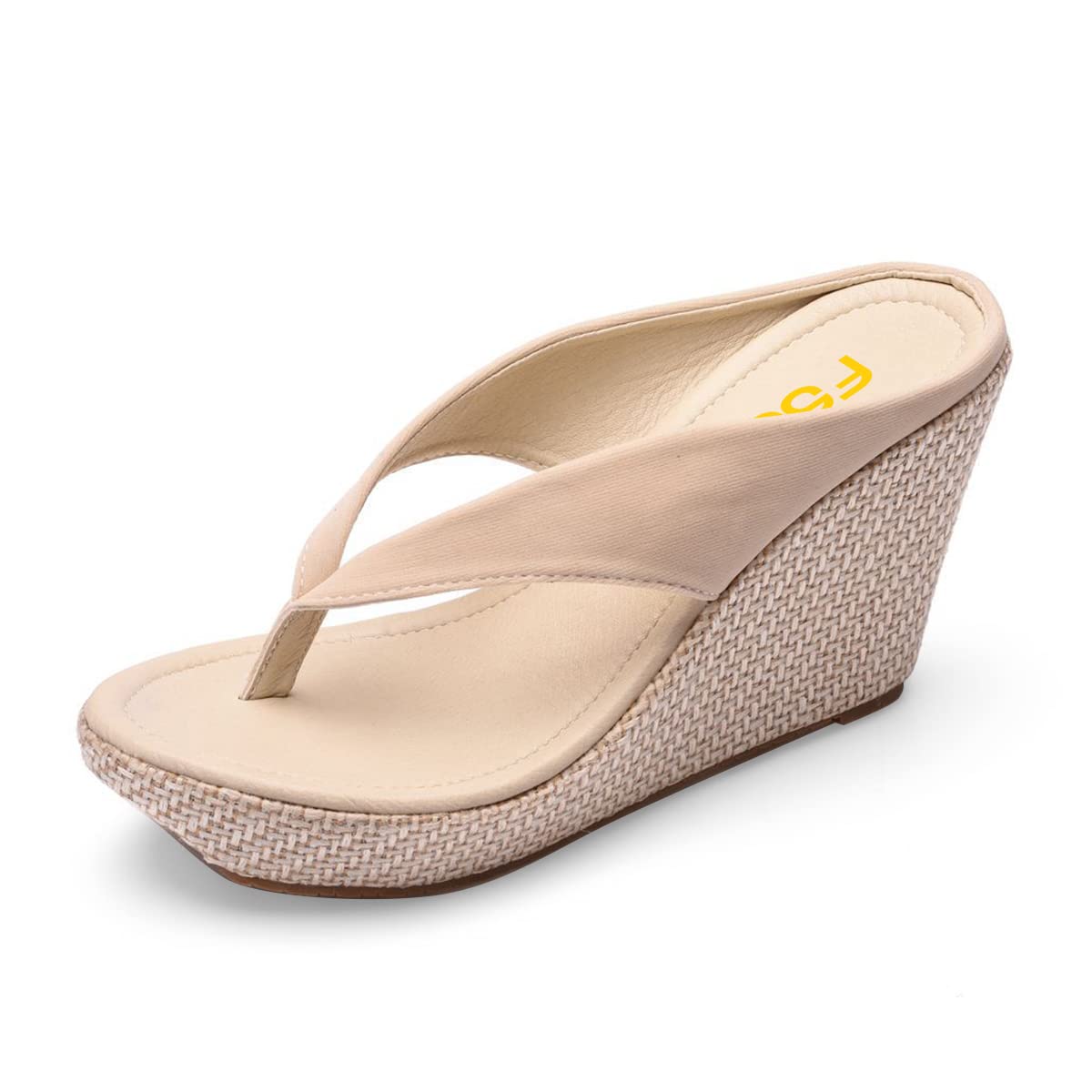 FSJ Women Cute Platform Wedge Sandal Flowers Thong Flip Flop Rhinestone Pearl Weave High Heel Comfort Walk Vacation Summer Beach Slippers Shoes Size 4-15 US - Image 7