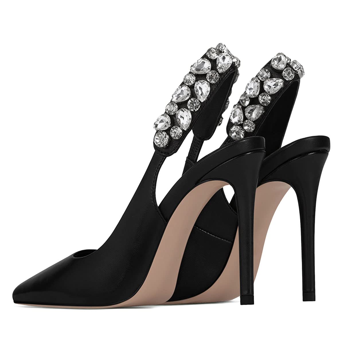 FSJ Women Cute Slingback Pointed Toe Stiletto Pumps High Heel Ankle Strap Office Lady Rhinestones Sandals Slip On Party Dress Shoes Size 4-15 US - Image 5