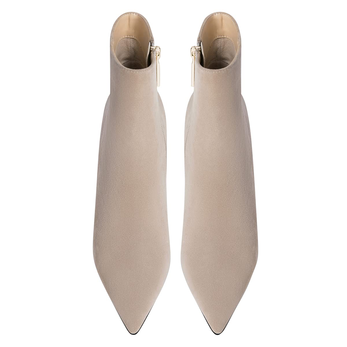 FSJ Women Fashion Chunky High Stacked Heels Booties Side Zipper Pointed Toe Ankle Boots Faux Suede Wide Winter Sexy Dress Evening Short Boots Shoes Size 4-15 US - Image 3