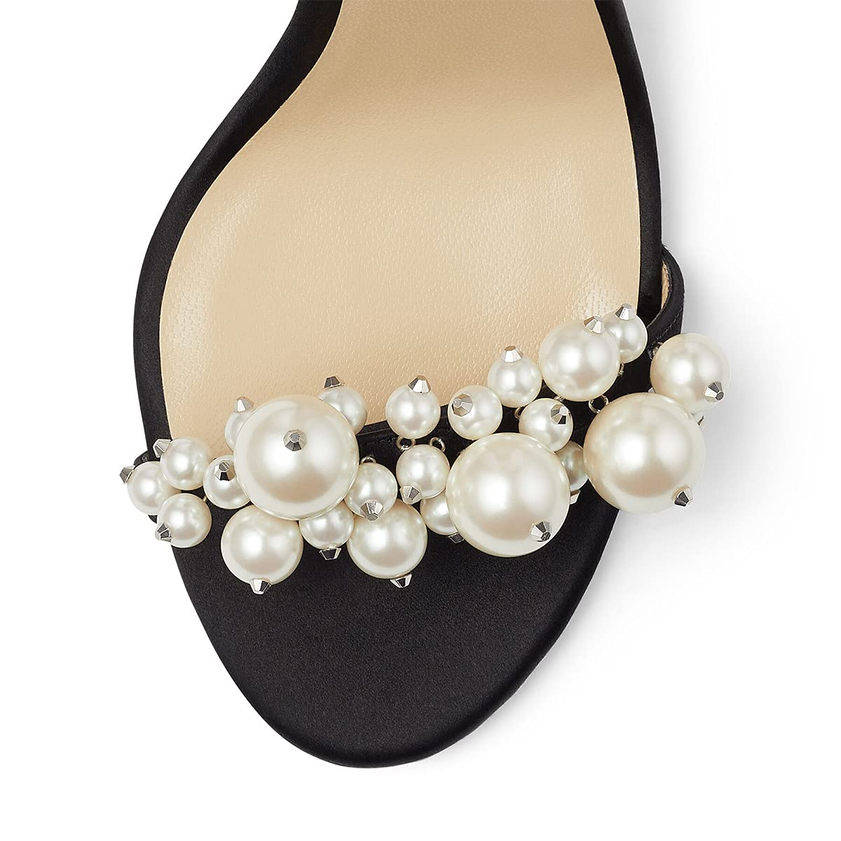 FSJ Women Fashion Dressy High Heel Stiletto Open Toe Pump Sandal Full Pearls Ankle Strap Back Zipper Party Wedding Shoes Size 4-15 US - Image 4