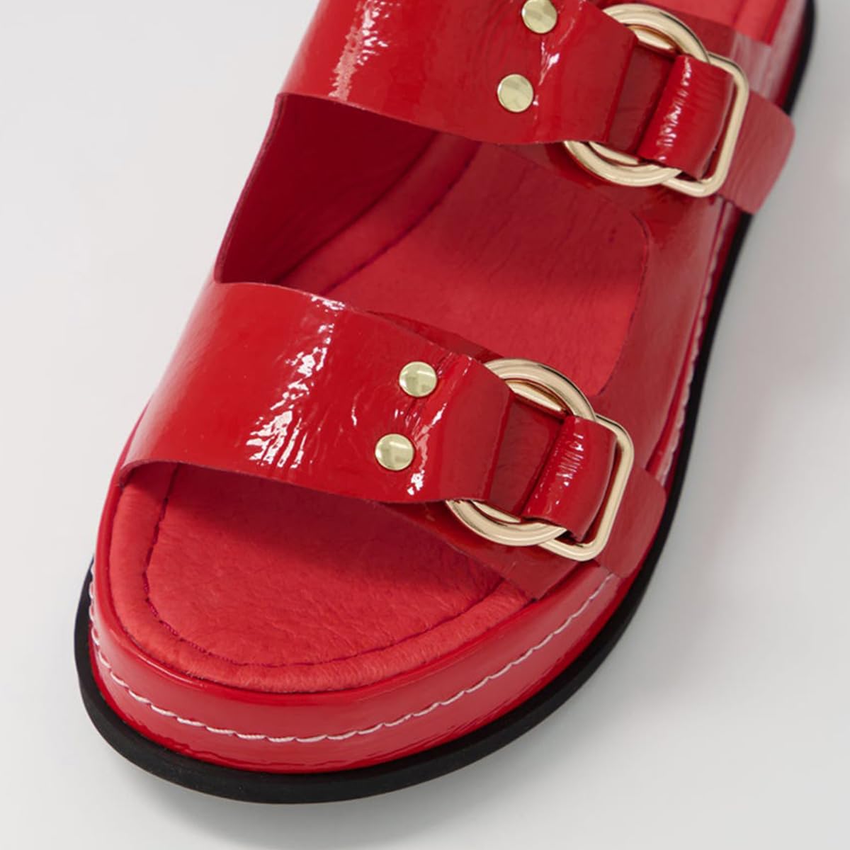 FSJ Women Flat Sandals Slides Two Strap Adjustable Buckle Casual Slip On Open Toe Summer Sandals Comfort Vacation Outfits Shoes Size 4-16 US - Image 3