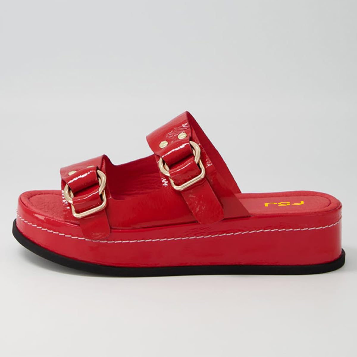 FSJ Women Flat Sandals Slides Two Strap Adjustable Buckle Casual Slip On Open Toe Summer Sandals Comfort Vacation Outfits Shoes Size 4-16 US - Image 4