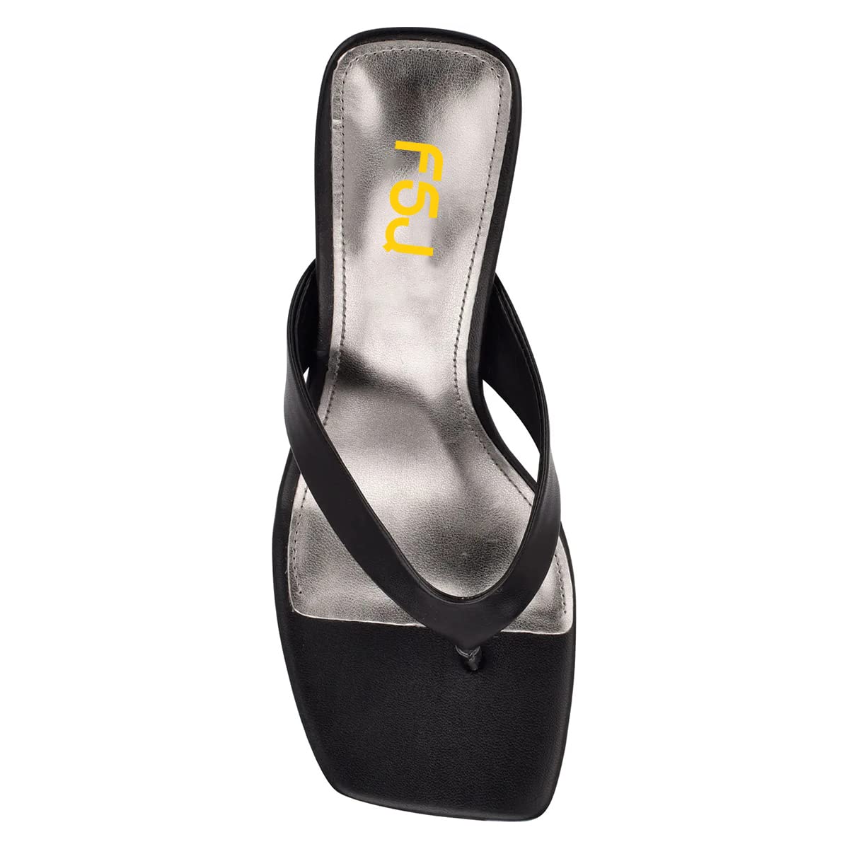 FSJ Women Flip Flops Sandals Metal Kitten Heel Square Open Toe Slip On Thong Dress Party Slippers Sexy Heeled Slide Mules Size 4-15 US - Image 3