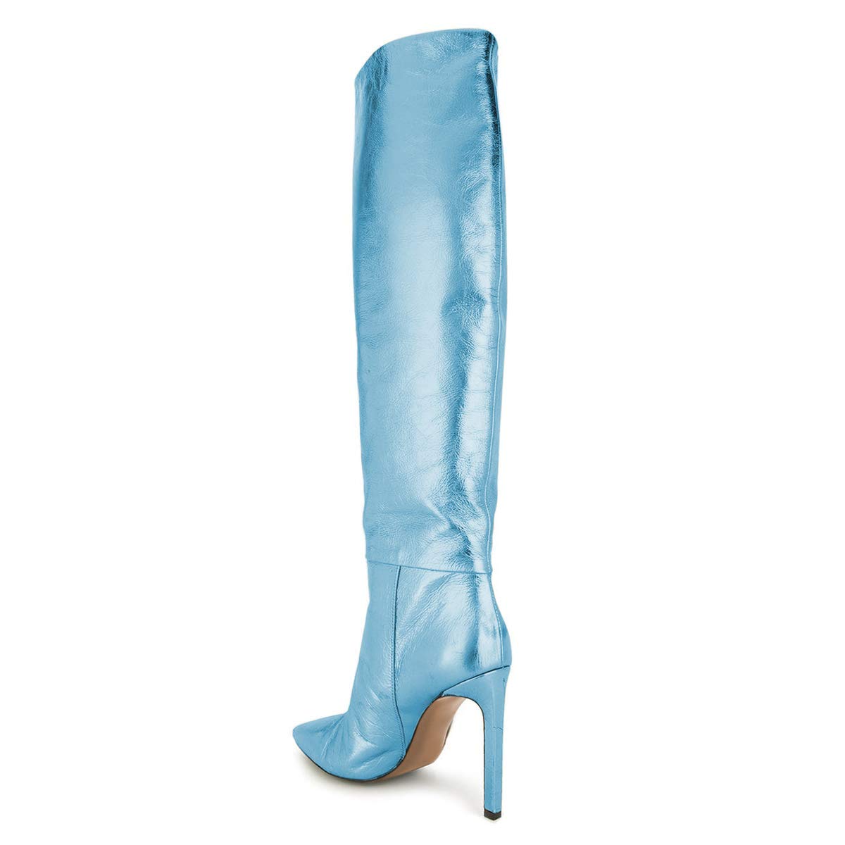 FSJ Women Metallic Knee High Long Boots Closed Toe Stiletto High Heels Dress Shoes Size 4-15 US - Image 3