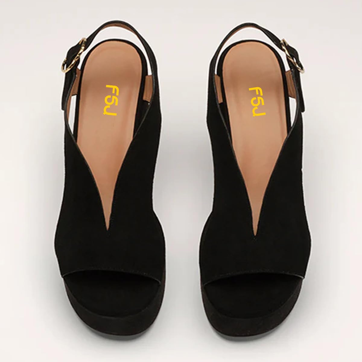 FSJ Women Platform Chunky Heels Sandals Ankle Strap Open Toe V-cut Fashion Dress Wedges Block Heel Everyday Casual Pumps Size 4-16 US - Image 4