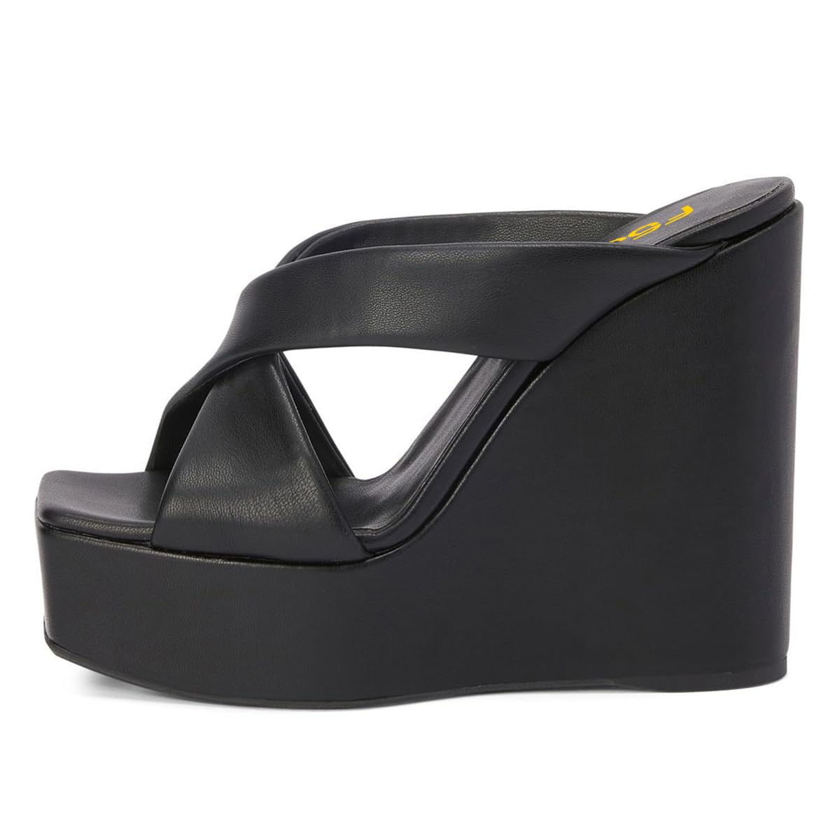 FSJ Women Platform High Heel Wedge Sandal Peep Toe Slip On Mules Cross Wide Band Slide Slippers Backless Summer Walking Shopping Shoes for Girls Size 4-15 US - Image 3