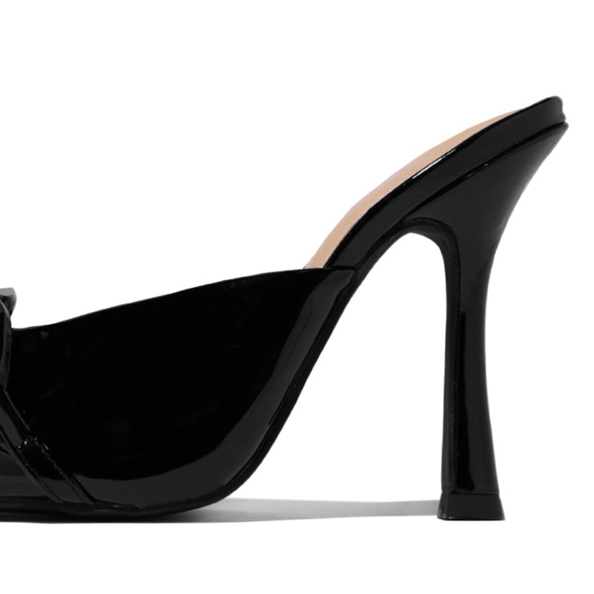 FSJ Women Pointed Toe Chain Stiletto Heels Slide Mules Dress Patent Leather Slip On Loafer Party Heeled Sandals Shoes Size 4-15 US - Image 4