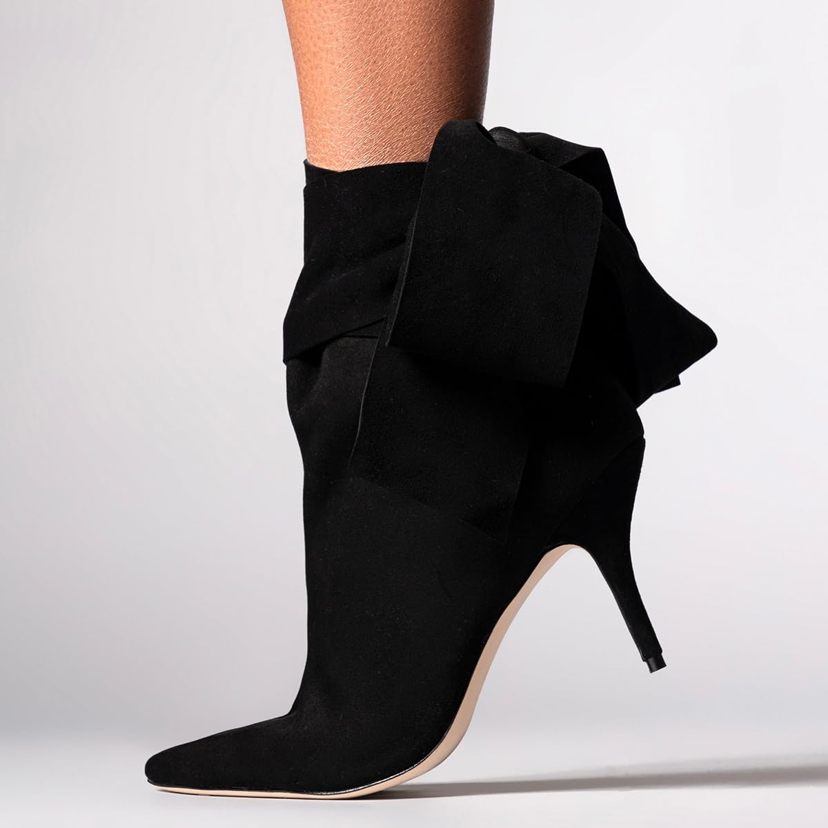 FSJ Women Pointed Toe Stiletto Heel Ankle Boots Side Zipper Tie Bowknot Booties Western Fashion Nightclub Shoes Size 4-16 US - Image 3