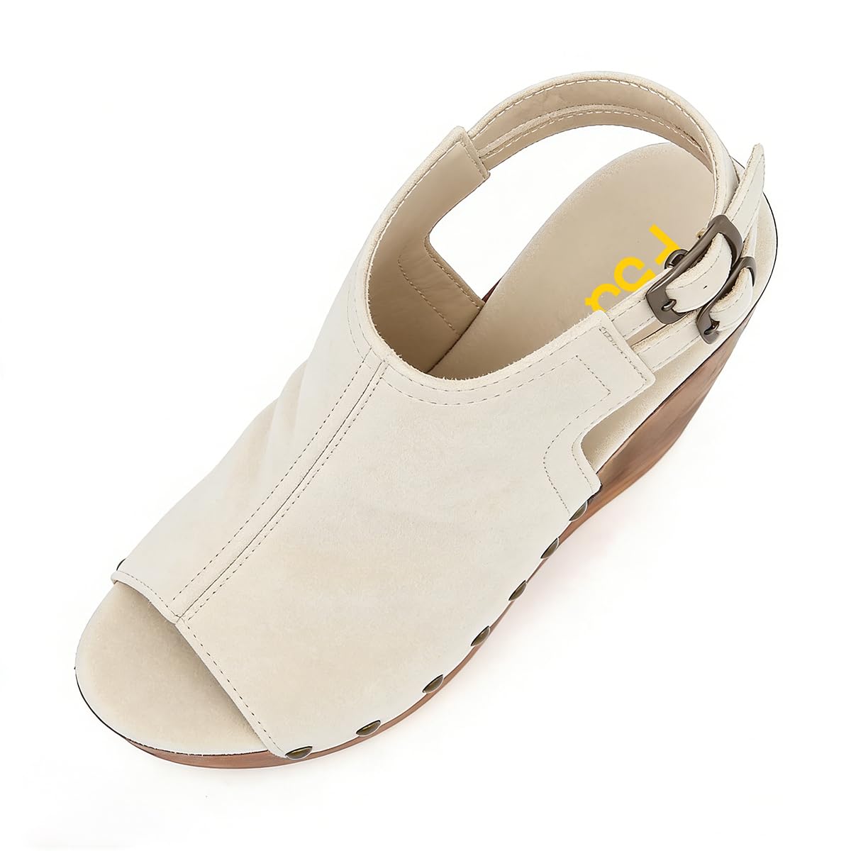 FSJ Women Retro Peep Toe Platform Sandals Metal Studs Chunky Wedge High Heel Slingback Ankle Strap Comfortable Walking Shoes Size 4-16 US - Image 4