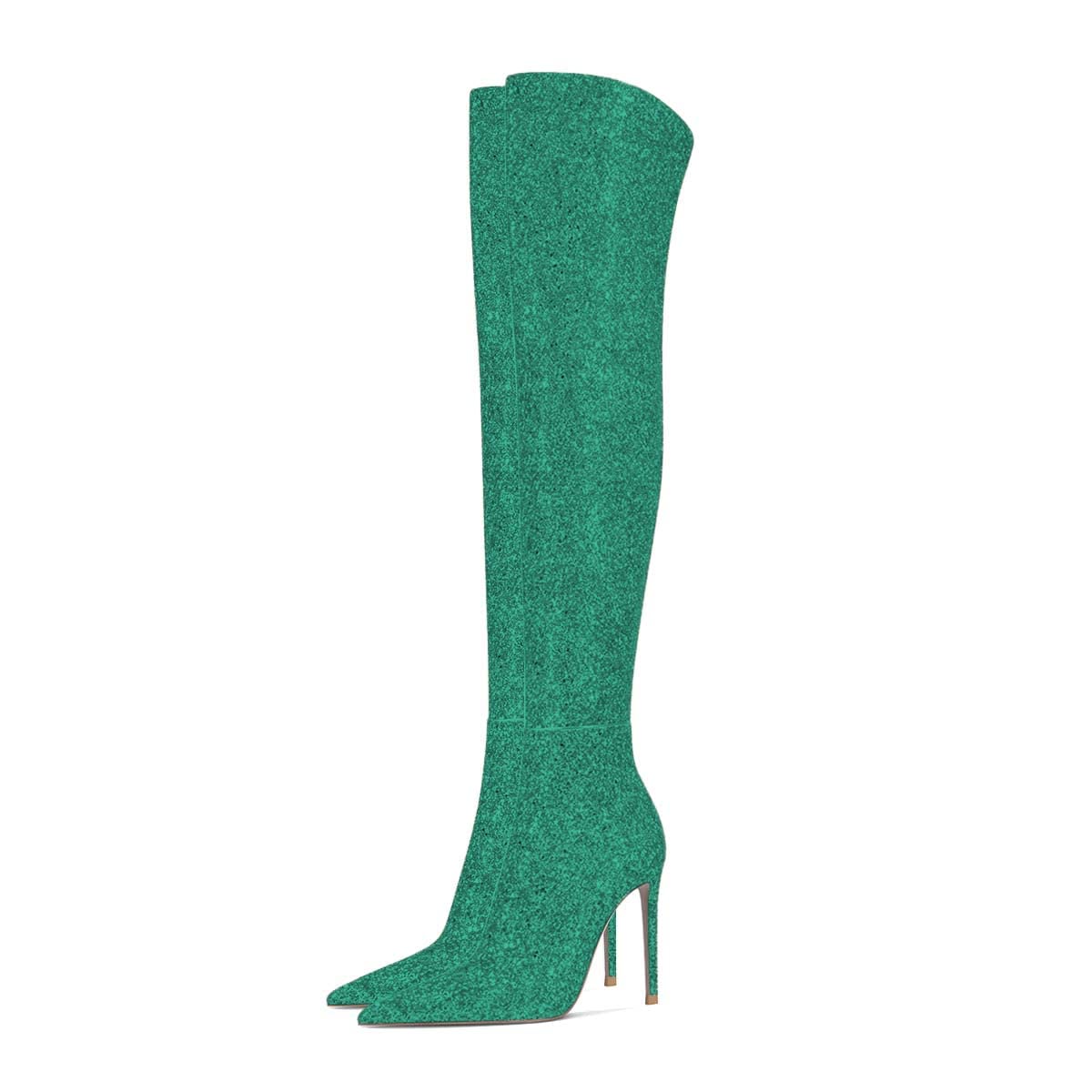 FSJ Women Sparkly Glitter Thigh High Boots Over The Knee Long Boots Fashion Sexy High Heels Pointed Toe Party Dance Stiletto Knee High Boots 4-15 M US - Image 3