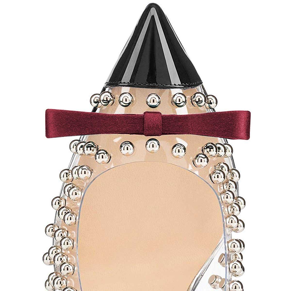 FSJ Women Studded Pointed Toe Transparent Pumps High Heels Shoes with Cute Bowknot US Size 4-15 M - Image 3