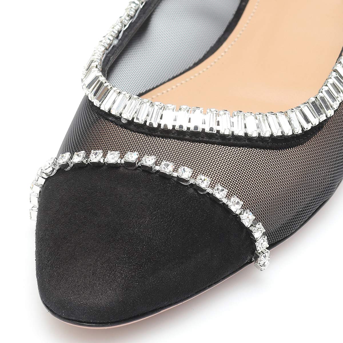 FSJ Women Stylish Rhinestone Ballet Flats Sexy Mesh Cute Almond Toe Comfort Slip On Evening Prom Party Dress Shoes Size 4-15 US - Image 4