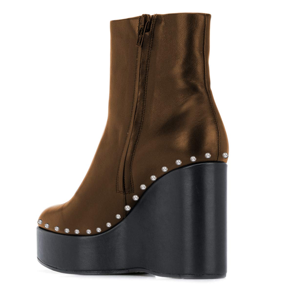 FSJ Women Stylish Studded Rhinestones Ankle Booties Platform Wedge High Heels Closed Toe Short Boots With Side Zipper Ladies Dress Party Shoes Size 4-15 US - Image 3