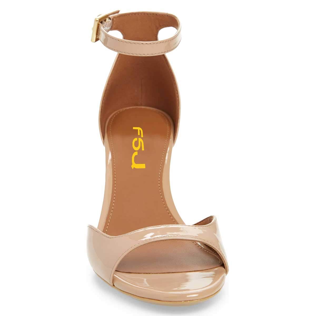 FSJ Women Summer Buckled Ankle Strap Sandals Open Toe Mid Stiletto Heels Casual Daily Shoes Size 4-15 US - Image 4