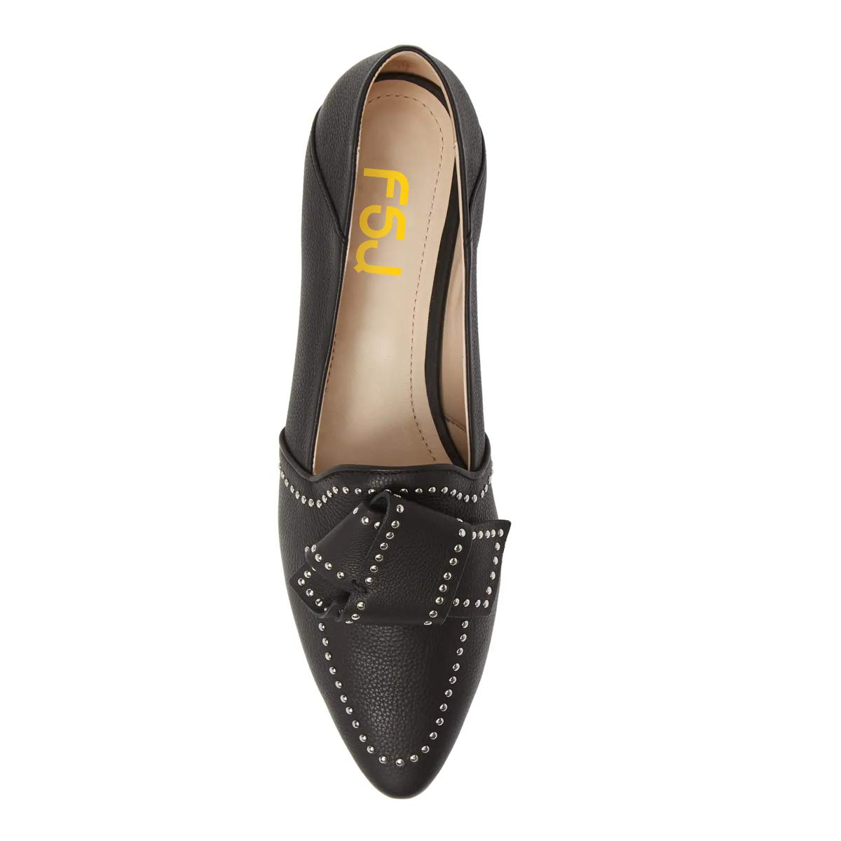 FSJ Women Trendy Point Toe Studs Loafer Flats Slip On Low Heels Pumps Bowknot Comfort Casual Formal Dress Shoes Size 4-15 US - Image 5