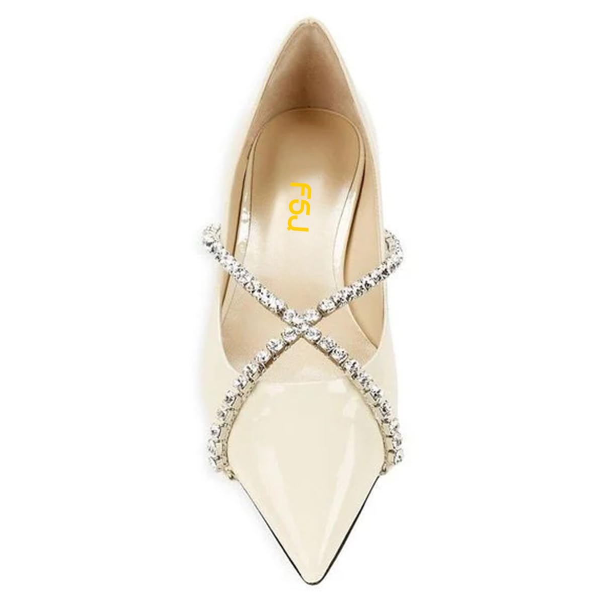 FSJ Women Trendy Pointed Toe Ballet Flats Crystal Crossover Straps Slip On Walking Shopping Girls Shoes Size 4-15 M US - Image 3