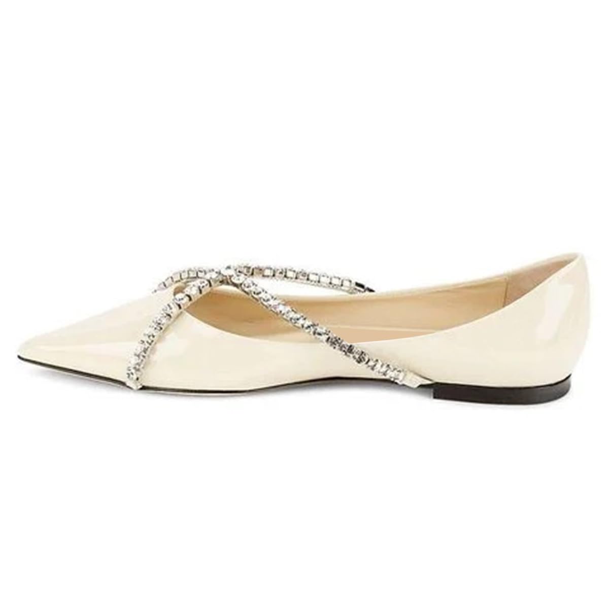 FSJ Women Trendy Pointed Toe Ballet Flats Crystal Crossover Straps Slip On Walking Shopping Girls Shoes Size 4-15 M US - Image 5