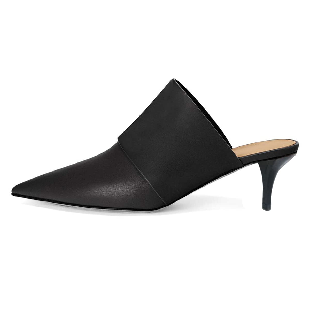 FSJ Women Vintage Slip on Pumps Mules Slide Slipper Pointed Closed Toe Kitten Low Heel Sandals Ladies Girls Evening Party Classic Dress Shoes Size 4-15 US - Image 3